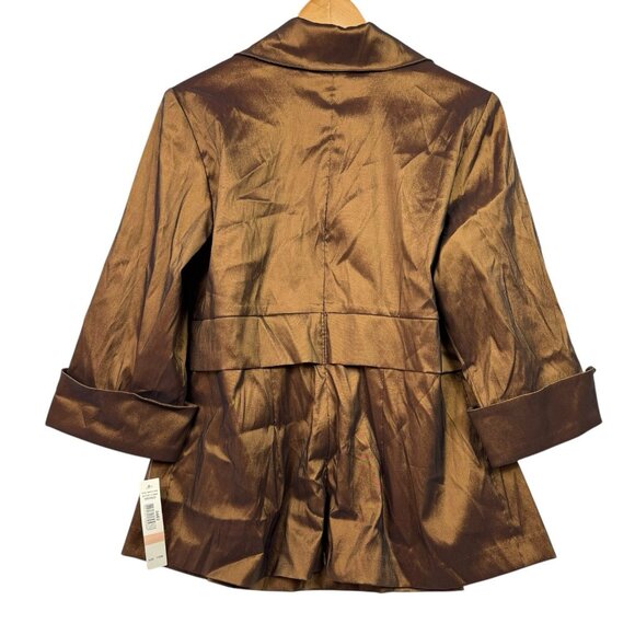 R&M Richards Bronze Metallic Top Womens 14W Tie Waist Zip Back *READ FLAW* NWT - Picture 2 of 10